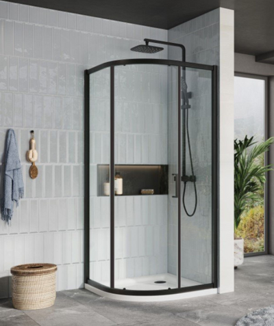 Murphy Black 800 x 800mm Single Sliding Door Quadrant Enclosure