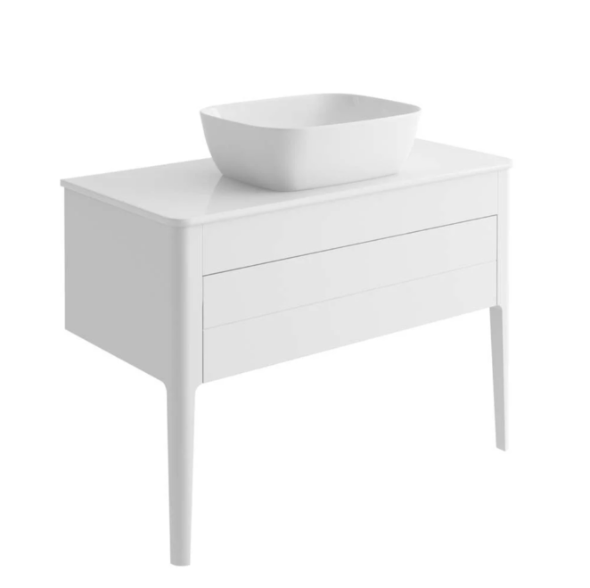 Sarah 1000mm Vanity Unit in Matt White inc worktop with no tap holes