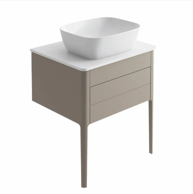 Sarah 650mm Vanity Unit in French Grey inc worktop with no tap holes