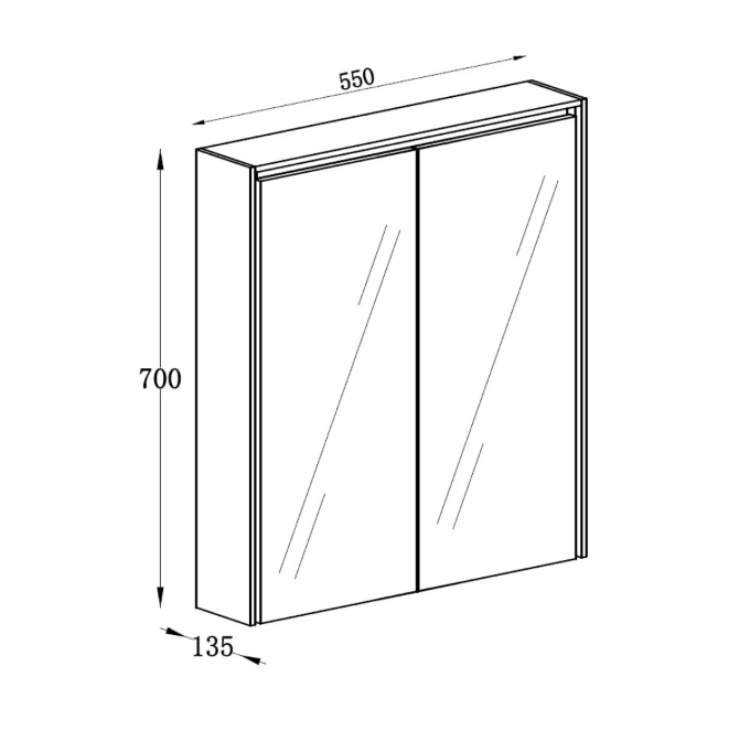 Windsor 750mm LED Mirrored Wall Cabinet in French Grey