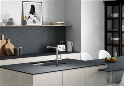 Zenith 12mm Compact Laminate Worktops Anthracite Metal - Traceless Premium - Black Core