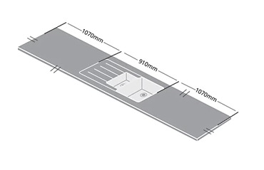 Metis 15mm Slimline Solid Surface - Light Grey