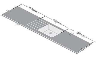 Metis 15mm Slimline Solid Surface - Light Grey