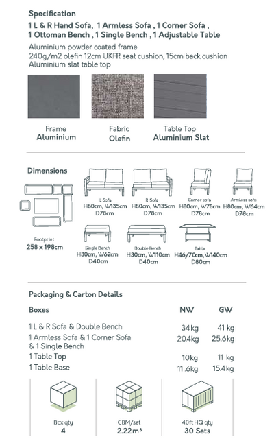 Pagoda Combusa Corner Adjustable Sofa Set