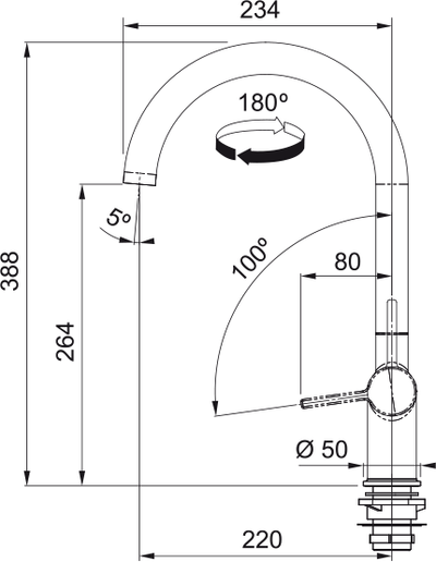 Franke Active J Swivel Spout Matt Black 115.0653.398