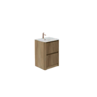Jack 600mm Ribbed Wall Hung Vanity Unit in Walnut with Black Worktop N24