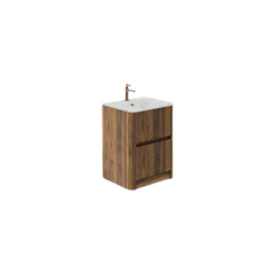 Jack 600mm Ribbed Wall Hung Vanity Unit in Walnut with White Worktop N24