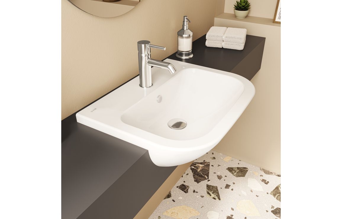VitrA S20 550x445mm Semi Recessed Basin - White VTPB1072
