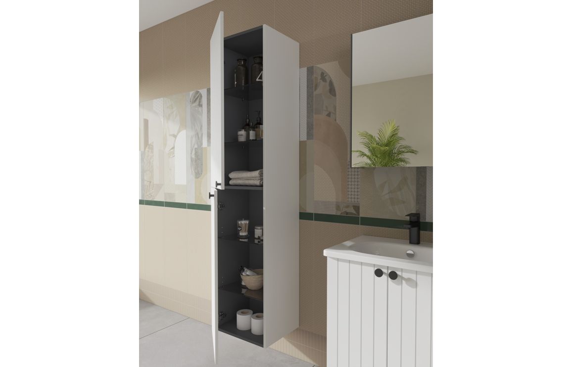 VitrA Root Groove 40cm 2 Door Tall Unit (LH Hinge) - Matt White VTFT1550