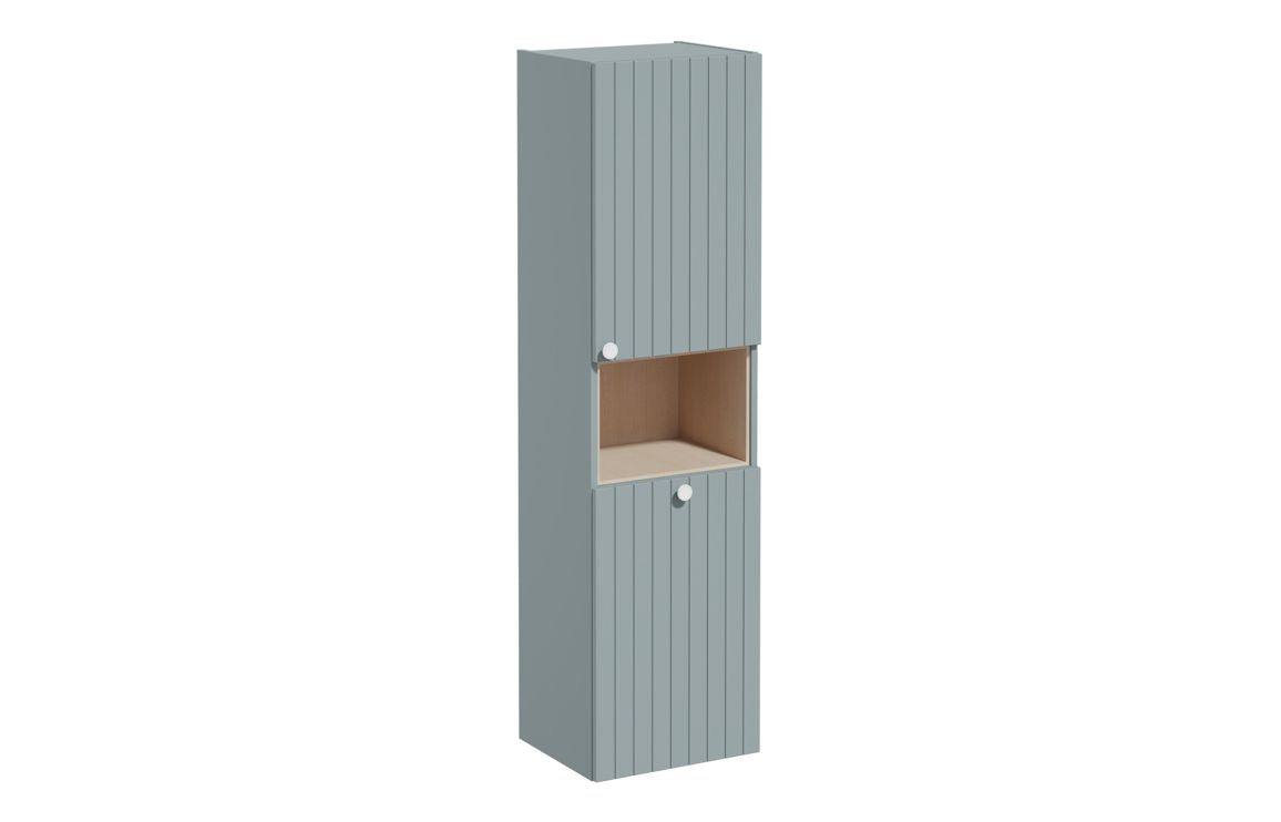 VitrA Root Groove 40cm 2 Door Semi-Tall Unit w/Laundry Basket (RH Hinge) - Matt Fjord Green VTFT1560