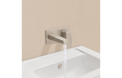 VitrA Root Square Wall Mounted Basin Mixer - Brushed Nickel VTTS1336