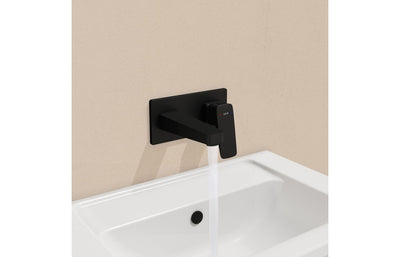 VitrA Root Square Wall Mounted Basin Mixer - Matt Black VTTS1314