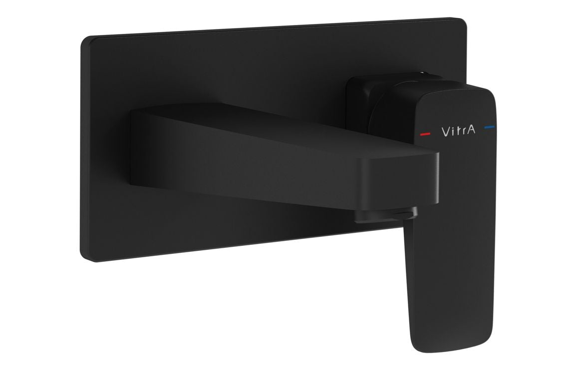 VitrA Root Square Wall Mounted Basin Mixer - Matt Black VTTS1314