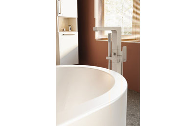 VitrA Root Square Floor Standing Bath/Shower Mixer - Brushed Nickel VTTB1118