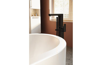 VitrA Root Square Floor Standing Bath/Shower Mixer - Matt Black VTTB1082