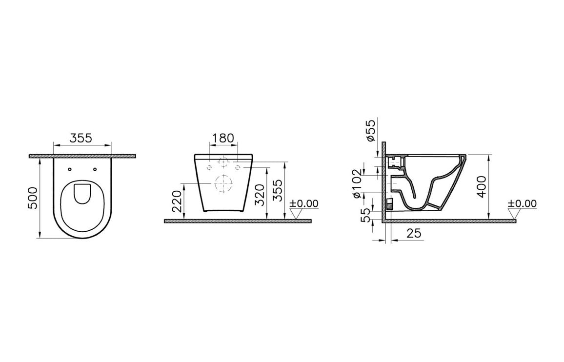 VitrA Integra Rimless Short Projection Wall Hung Pan