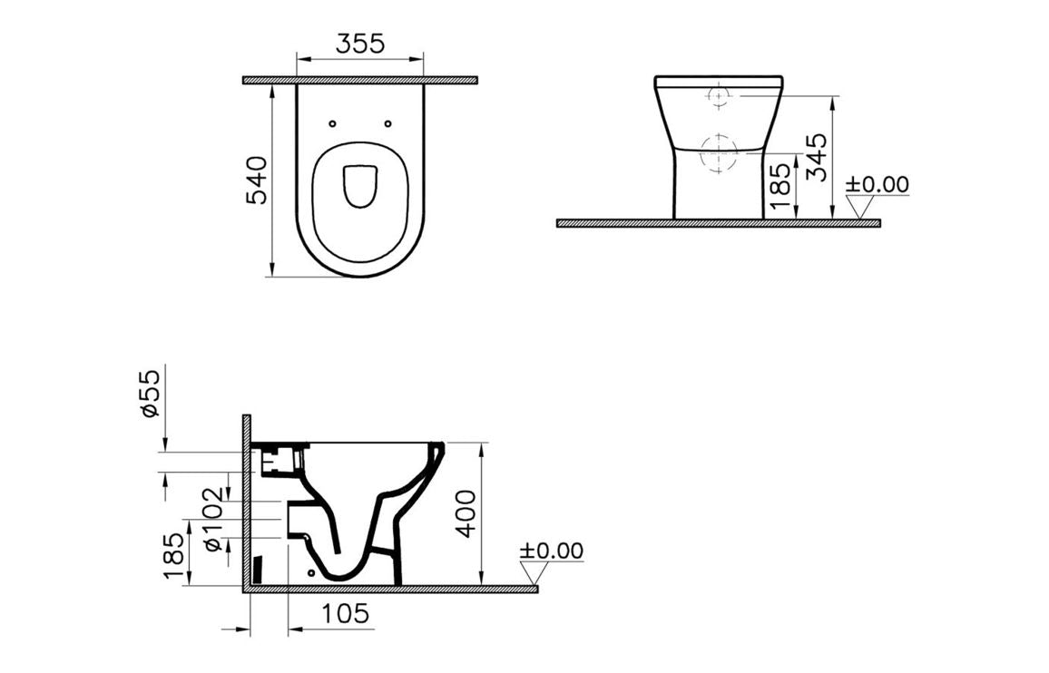VitrA Integra Rimless Back to Wall Pan