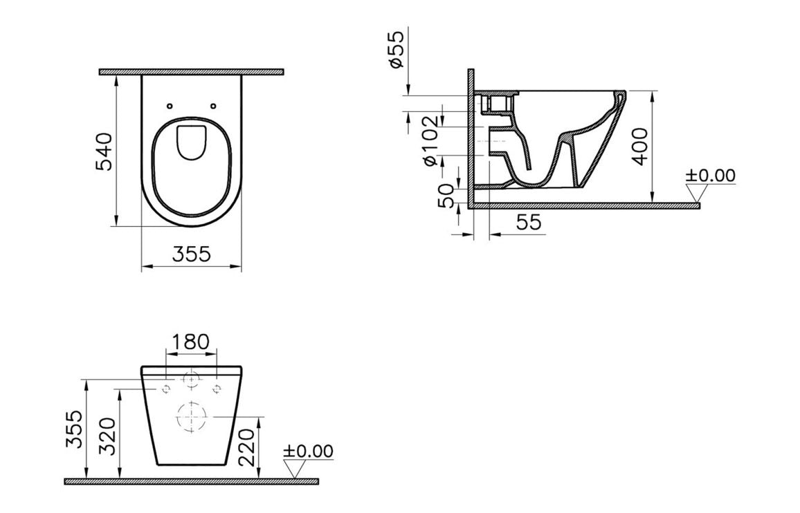 VitrA Integra Rimless Wall Hung Pan