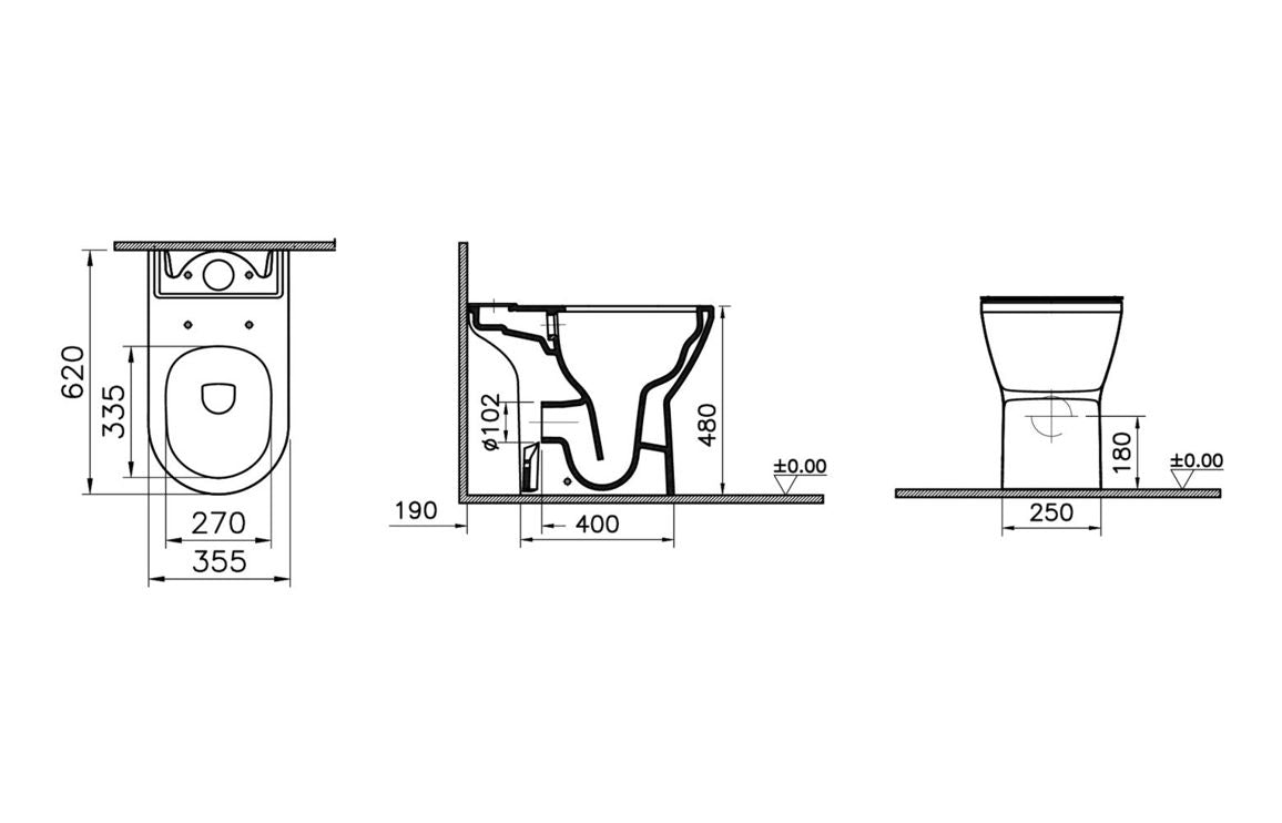 VitrA Integra Rimless Comfort Height Open Back Close Coupled