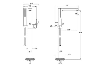 VitrA Root Square Floor Standing Bath/Shower Mixer - Soft Copper VTTB1080