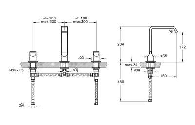 VitrA Suit 3-Hole Basin Mixer - Chrome VTTS3010