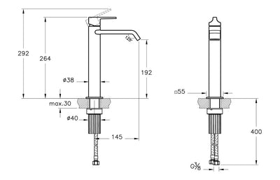 VitrA Suit Tall Basin Mixer (Top Handle) - Soft Gold VTTS1068