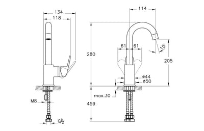 VitrA Flow Round Swivel Basin Mixer - Chrome VTTS1152