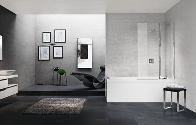 Novellini Young 980mm 3 V Two Section Bath Screen Silver