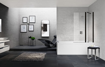 Novellini Young 980mm 3 V Two Section Bath Screen White