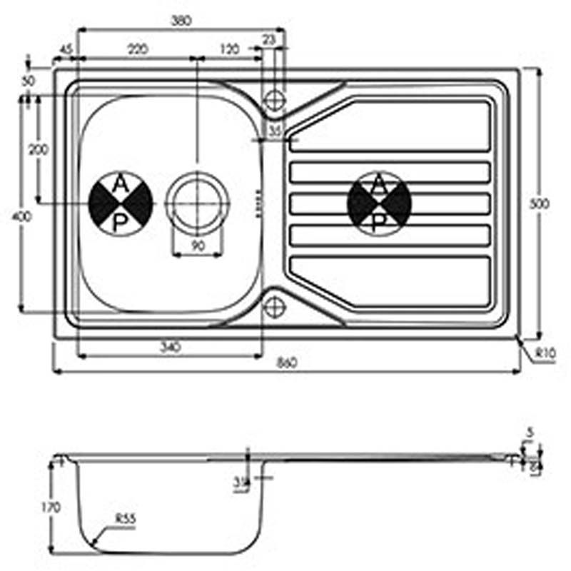 Abode AW5062 Mikro Inset Sink in Stainless Steel