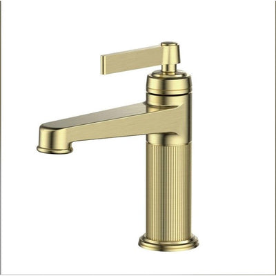 Abbey Brushed Gold Ribbed Basin Tap N23