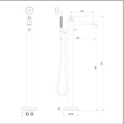 Abbey Brushed Gunmetal Freestanding Bath Shower Mixer Tap N23