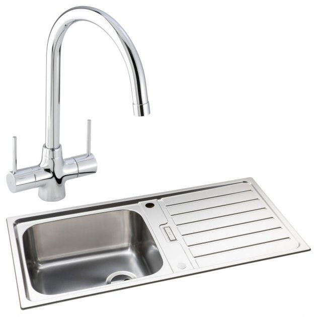 Abode Neron 1.0 Bowl Inset Kitchen Sink with Nexa Sink Tap 1000mm L x 500mm W - Stainless Steel