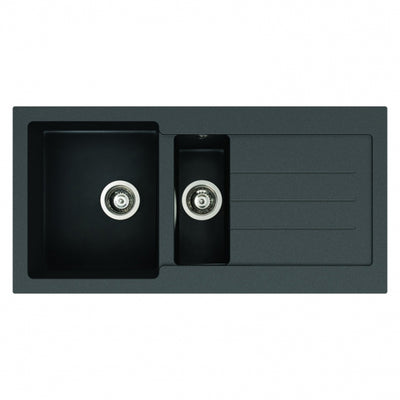 Abode Xcite 1.5 Bowl Granite Kitchen Sink with Nexa Sink Tap 1000mm L x 500mm W - Black Metallic