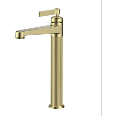 Abbey Brushed Gold Tall Ribbed Basin Tap N23