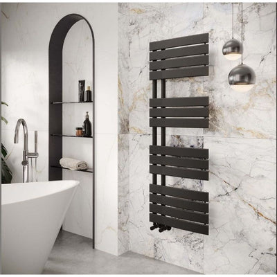 Alpha Matt Black Heated Towel Rail - 1400x550mm
