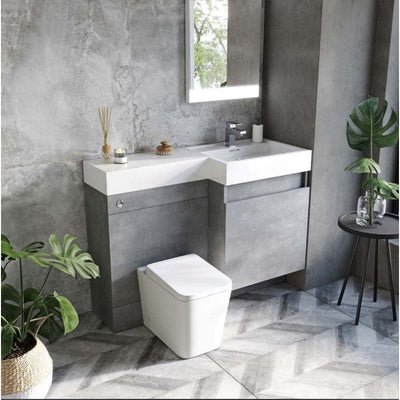 Alhambra 1200mm Vanity & WC Combination Unit in Concrete – Right Hand