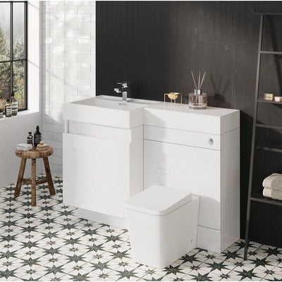 Alhambra 1200mm Vanity & WC Combination Unit in White Gloss – Left Hand