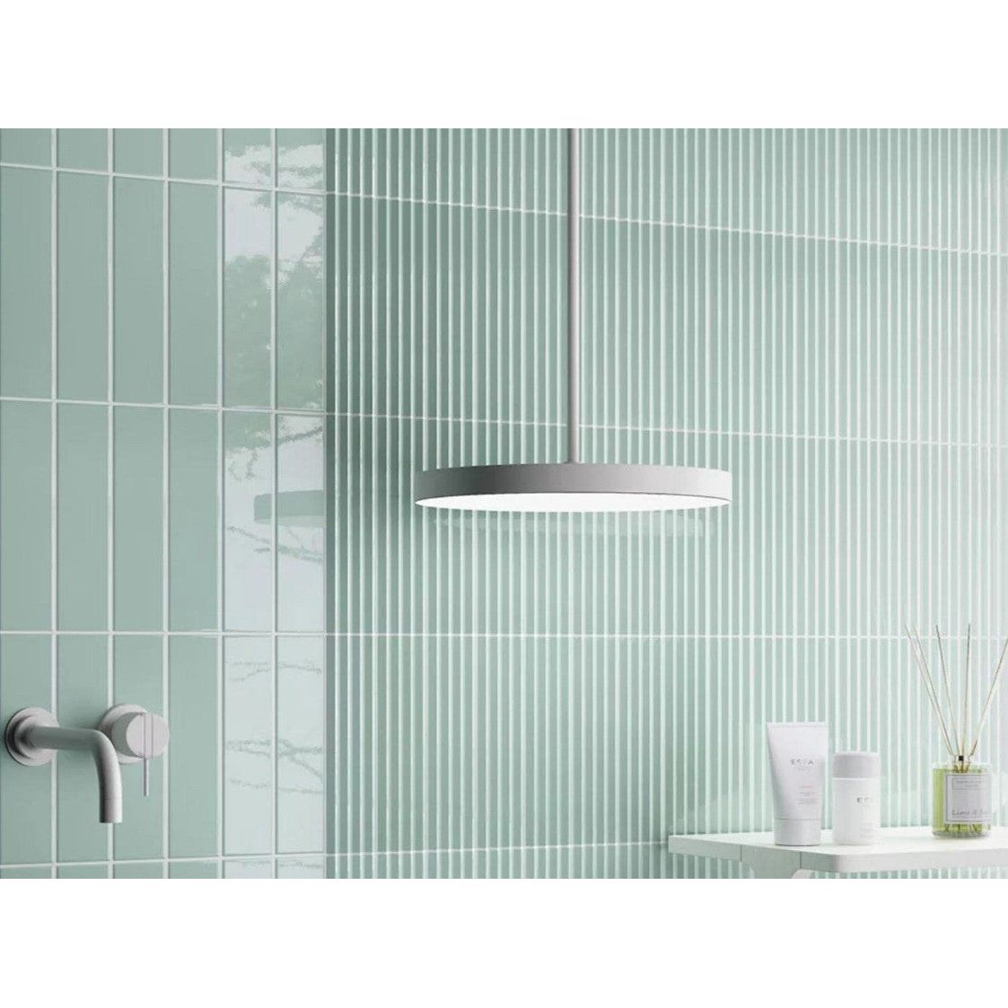 Axel Ribbed Aloe Matt Ceramic Tile - 200x50mm – Interiors Home Stores