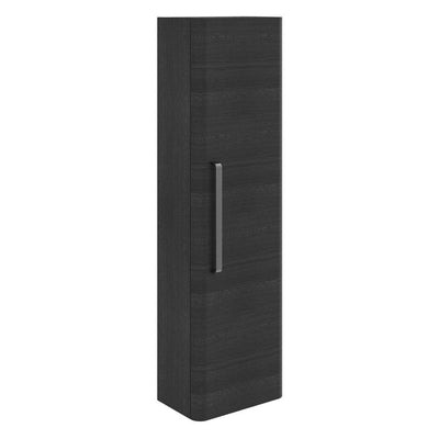 Elsa Wall Mounted Tall Storage Cabinet in Textured Black with Gunmetal Handle
