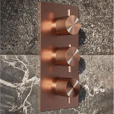 Chelsea Thermostatic Concealed Dual Outlet Shower Valve - Satin Bronze