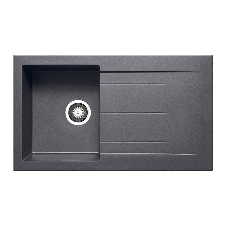 Prima+ 1 Bowl Granite Reversible Compact Inset Sink with Drainer - Gunmetal - CPR346