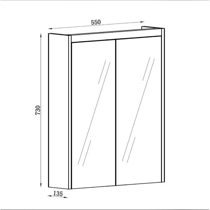 Deane LED Mirrored Wall Cabinet Double Door GREY Linear 550mm