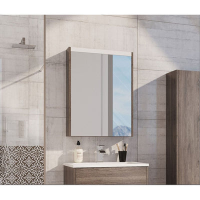 Deane LED Mirrored Wall Cabinet Double Door GREY Linear 550mm