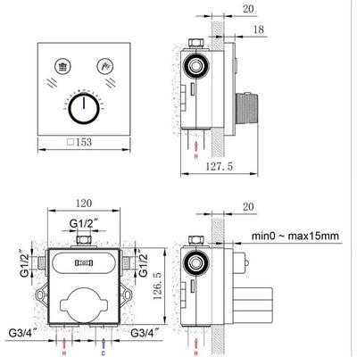 Monaco Dual Outlet Concealed Shower Valve - Glass Front