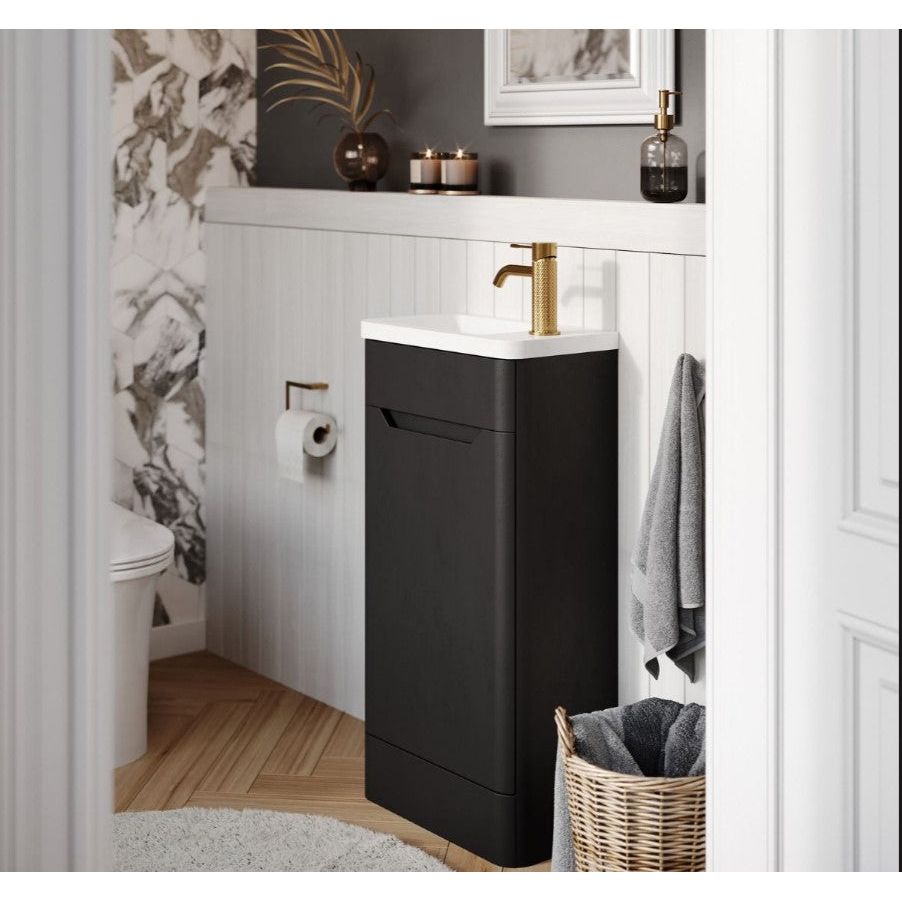 Eon 450mm Floor Standing Cloakroom Vanity Unit in Matt Black