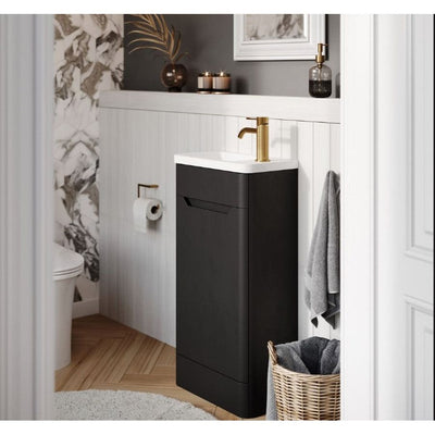 Eon 450mm Floor Standing Cloakroom Vanity Unit in Matt Black