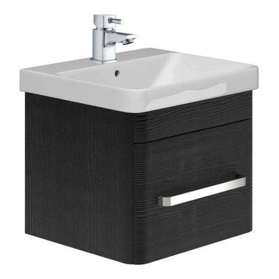 Elsa 600mm Wall Mounted Vanity Unit & Basin in Textured Black with Chrome Handles