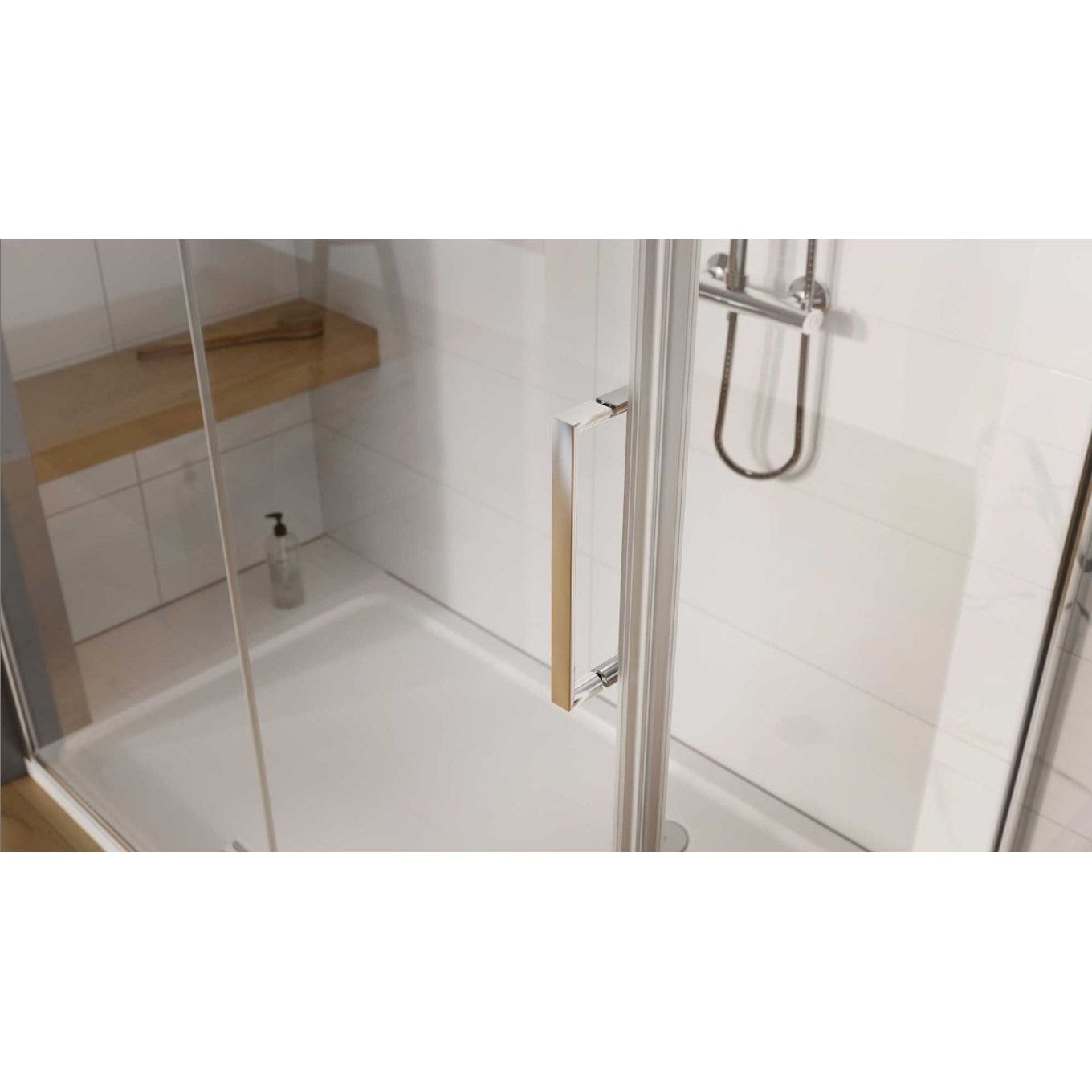 Evelyn 1400mm Hinged Shower Door with Fixed Panel