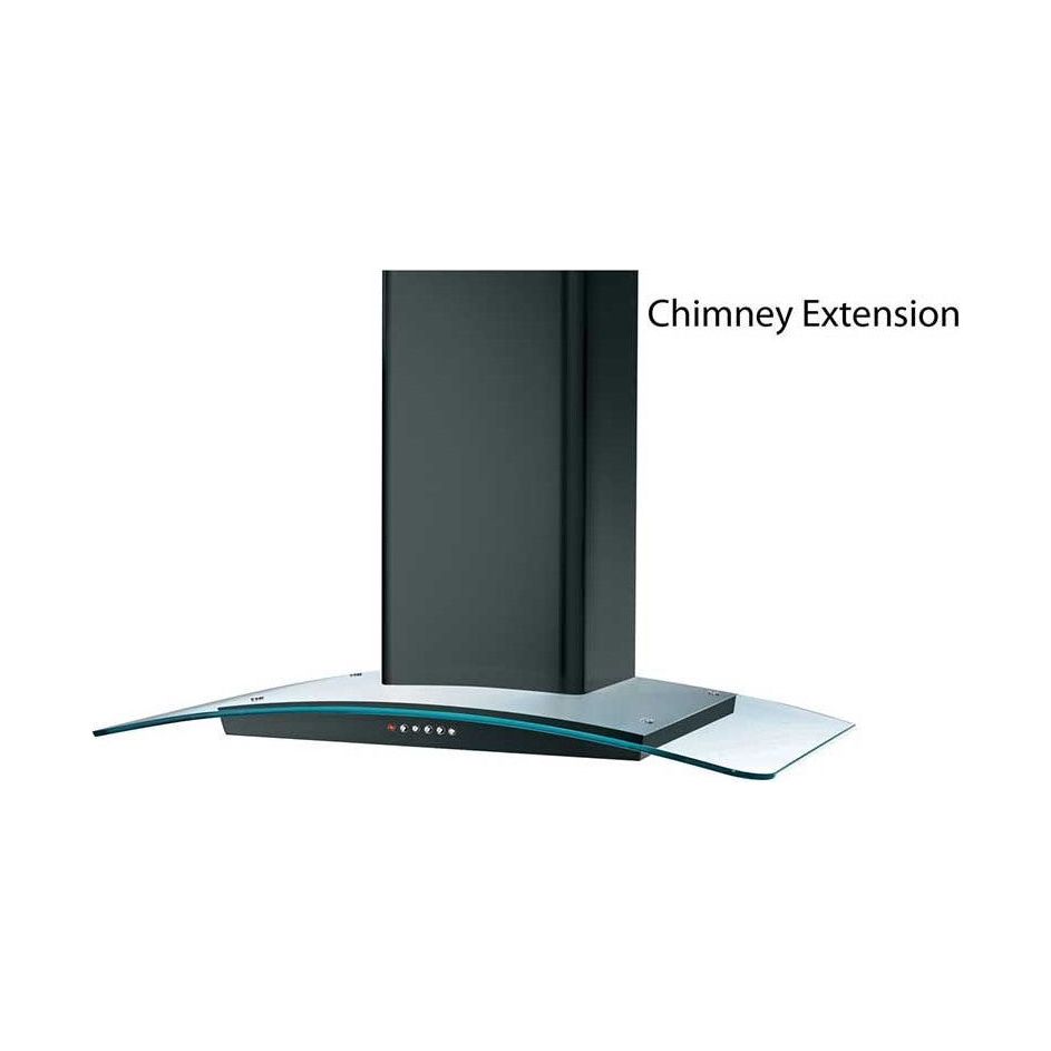 Prima BLACK CURVED CHIMNEY HOOD EXTENSION PRCGH901